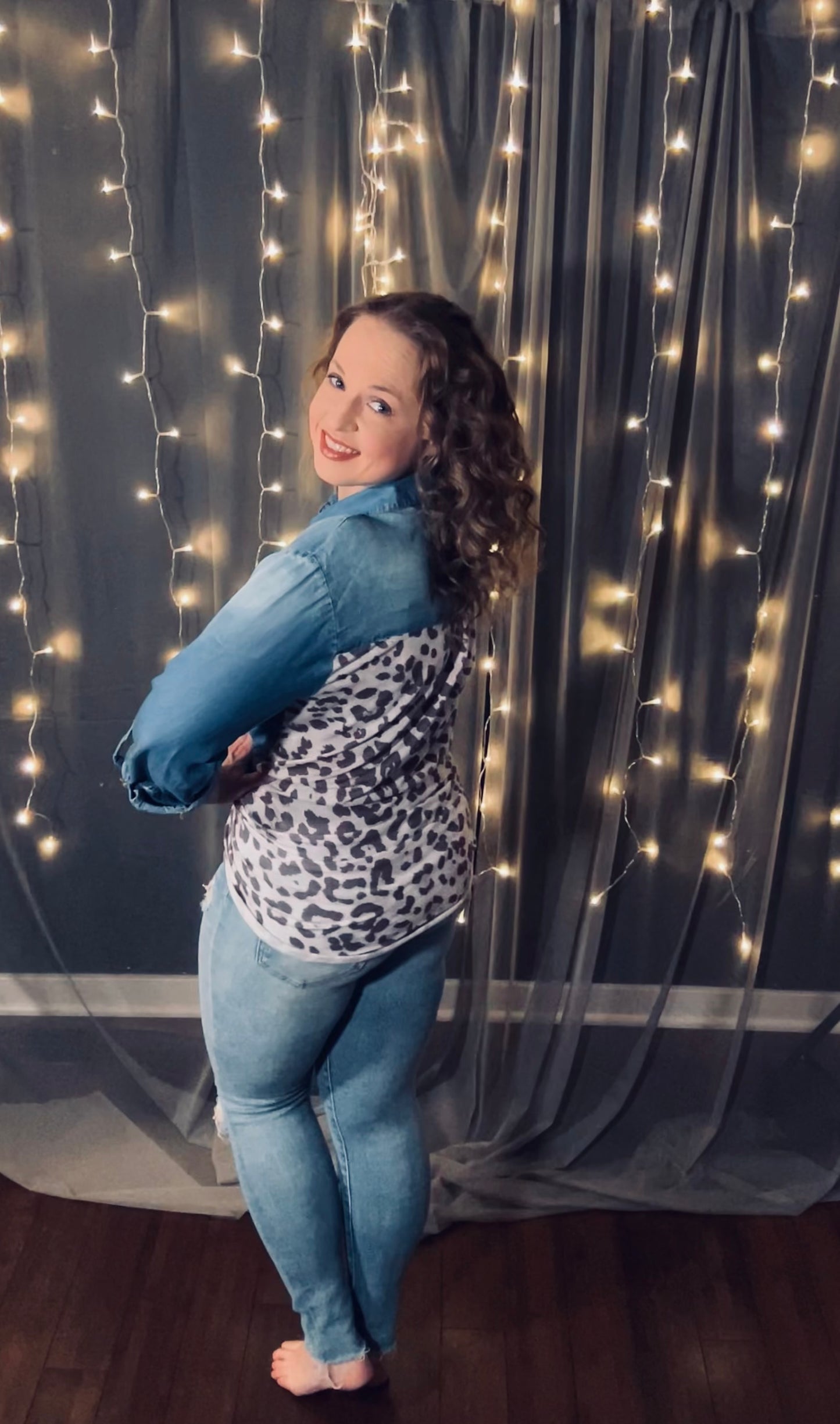 Denim Cheetah Button Down