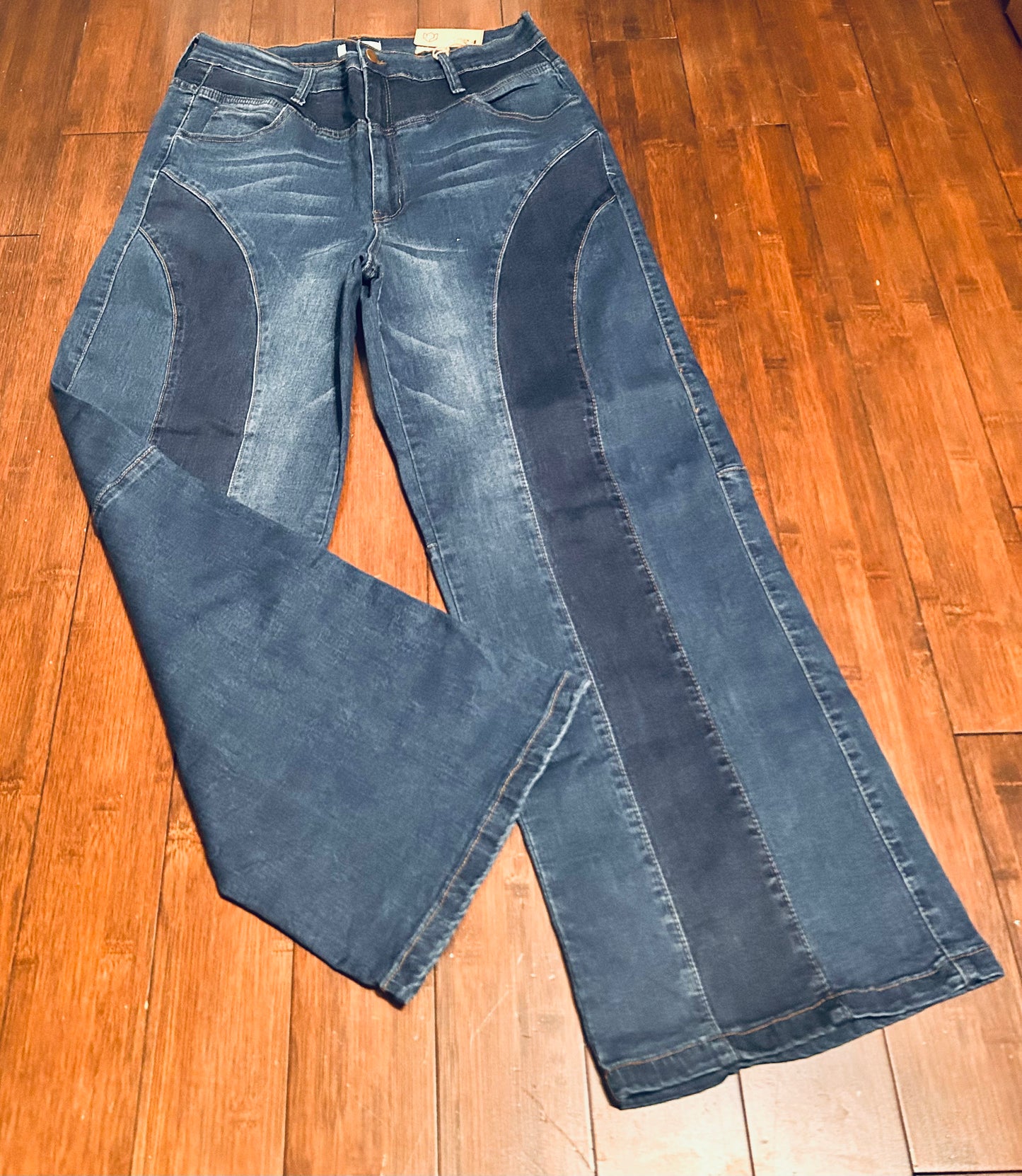 2 Tone Wide Leg Jeans