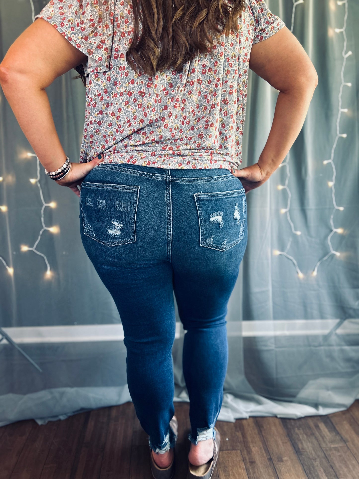 High-Rise Distressed Ankle Skinny Jeans