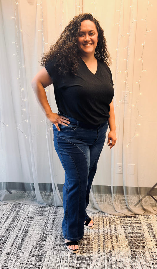 2 Tone Wide Leg Jeans
