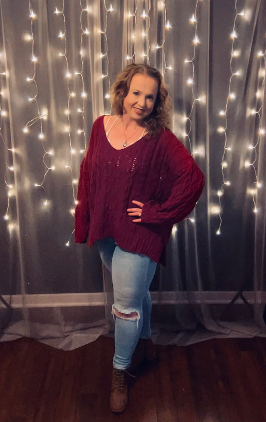 Oversized V-Neck Pullover