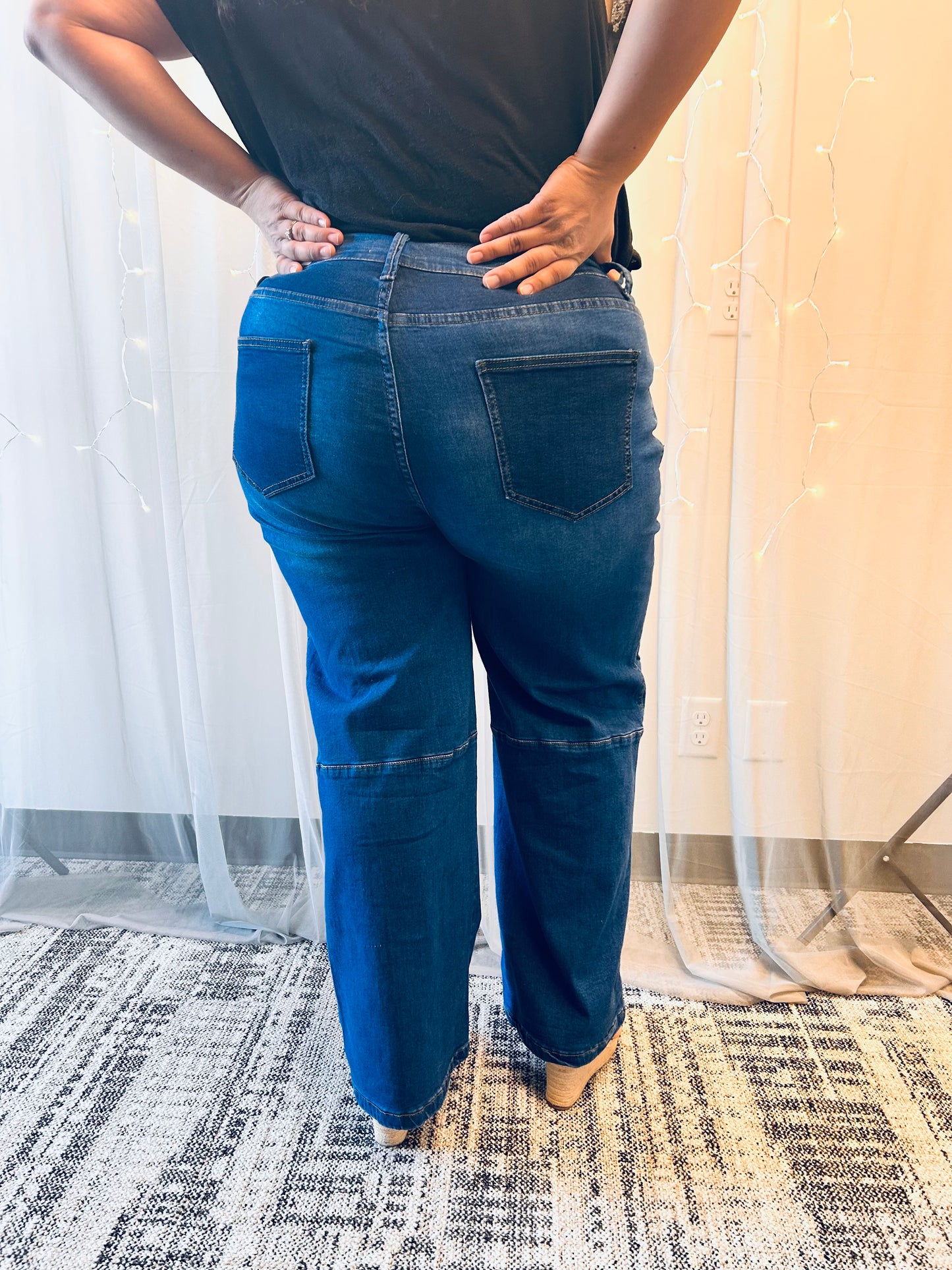 2 Tone Wide Leg Jeans